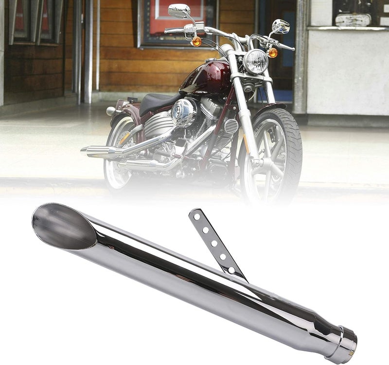 Tesmirror Universal Motorcycle Stainless Steel Slash Cut Exhaust Tip Exhaust Pipe Muffler for Chopper Cafe Racer Silencer (one piece) - Image 1